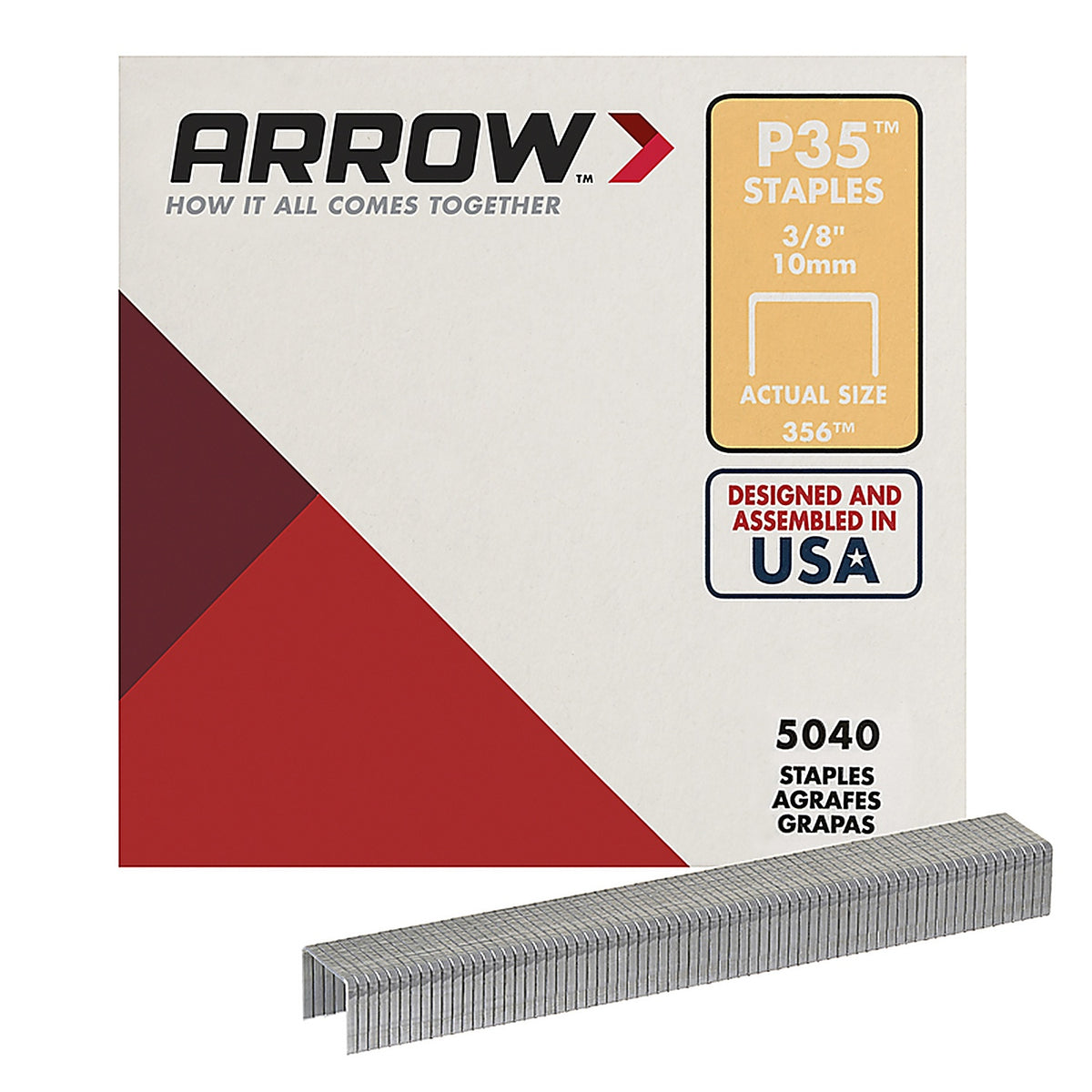 Arrow Fastener - 356 - P35 7/16 In. W X 3/8 In. L 25 Ga. Flat Crown Heavy Duty Staples 5040 Pack