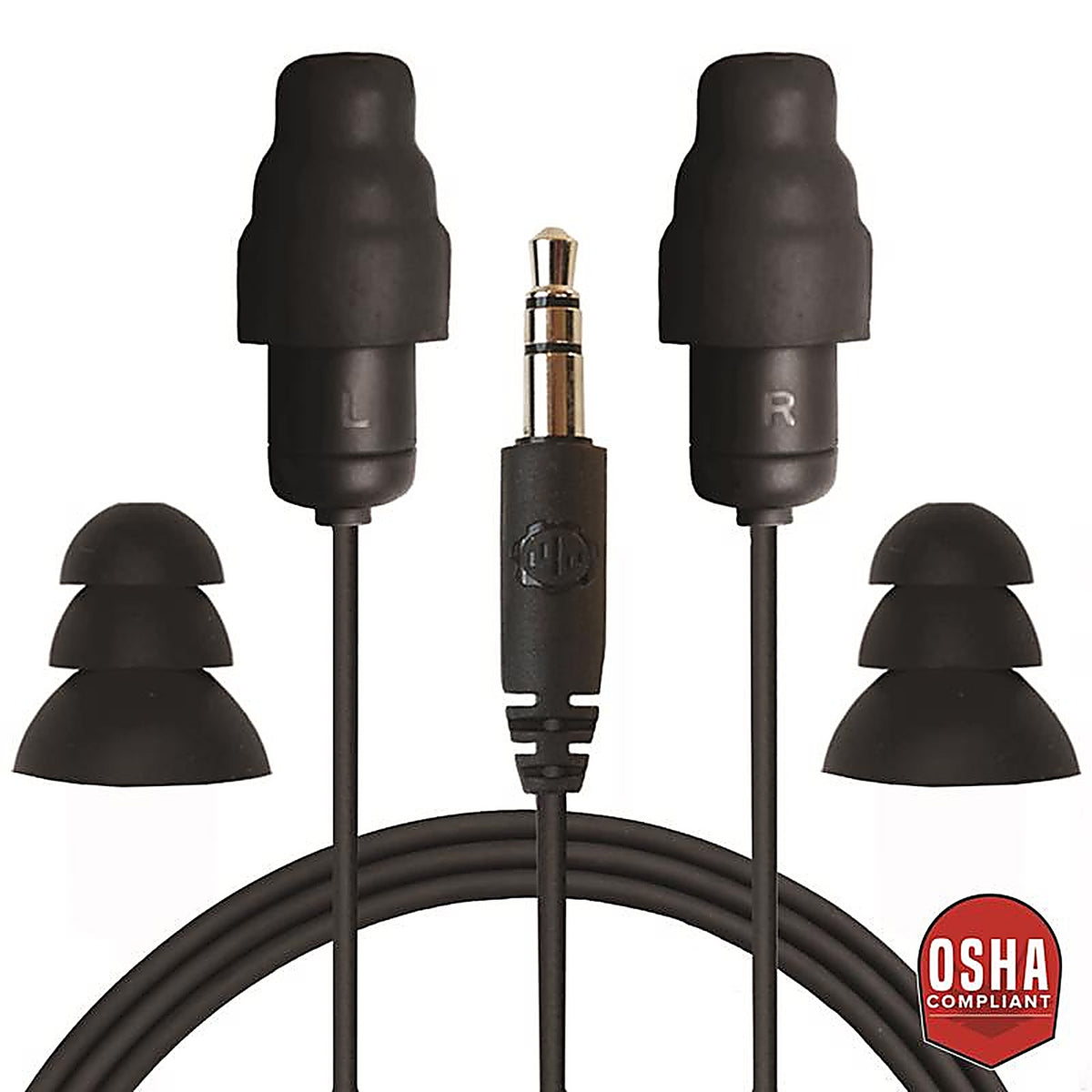 Plugfones - PG-BB - Guardian 29 Db Nylon/Silicone/Soft Foam 3.5 MM Jack Earplugs/Earphones Black 1 Pair