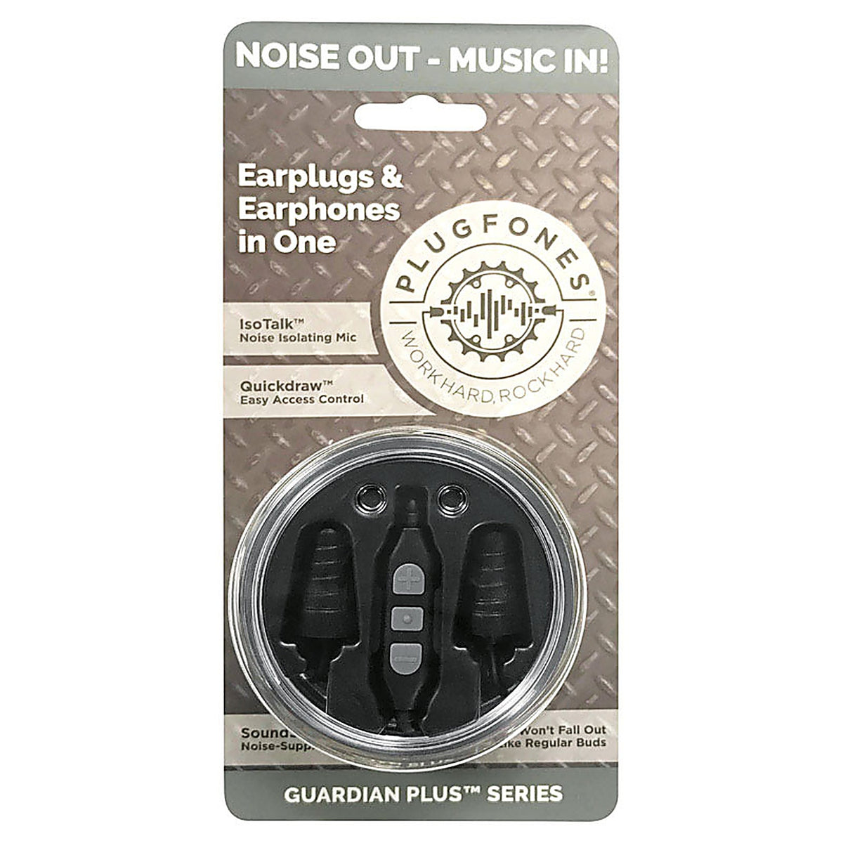 Plugfones - PGP-BB - Guardian Plus 29 Db Nylon/Silicone/Soft Foam 3.5 MM Jack Earplugs/Earphones w/Mic Black 1