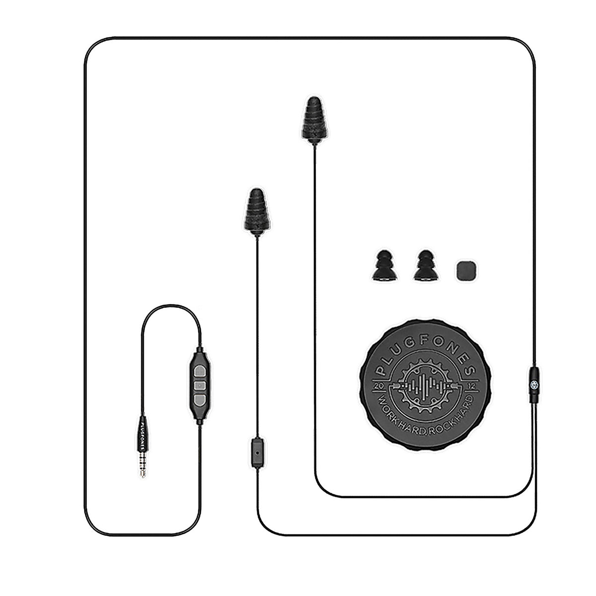 Plugfones - PGP-BB - Guardian Plus 29 Db Nylon/Silicone/Soft Foam 3.5 MM Jack Earplugs/Earphones w/Mic Black 1