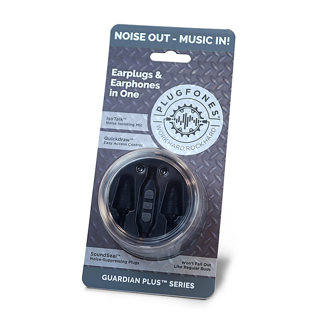 Plugfones - PGP-BB - Guardian Plus 29 Db Nylon/Silicone/Soft Foam 3.5 MM Jack Earplugs/Earphones w/Mic Black 1