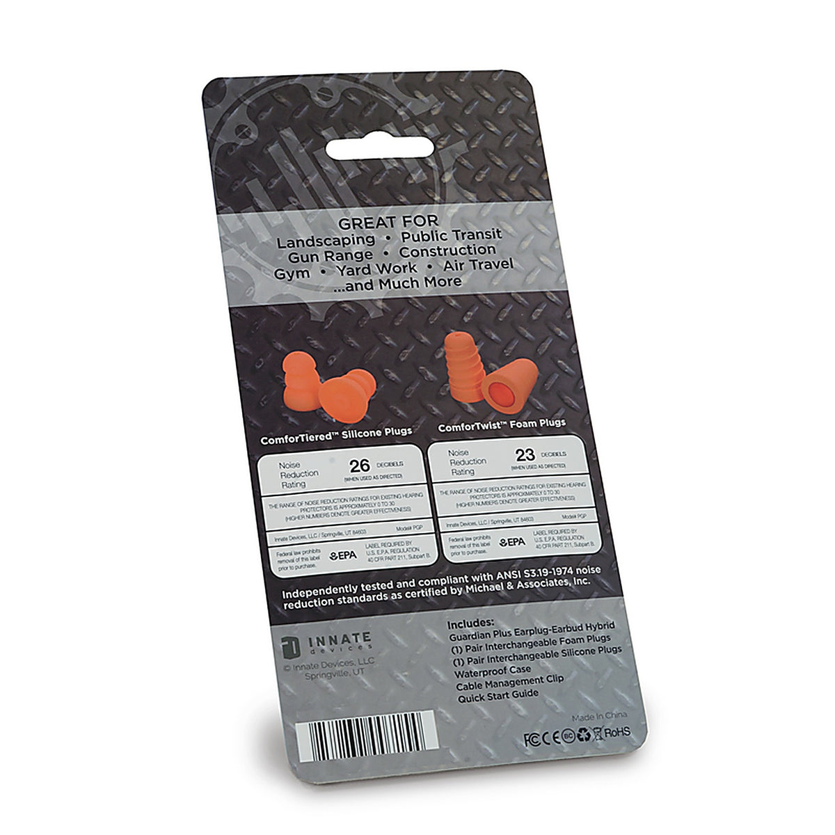 Plugfones - PGP-BB - Guardian Plus 29 Db Nylon/Silicone/Soft Foam 3.5 MM Jack Earplugs/Earphones w/Mic Black 1