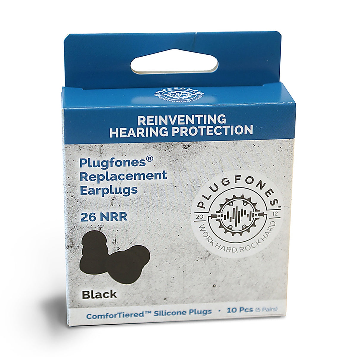 Plugfones - PRP-SB10 - Comfortiered 27 Db Silicone Replacement Tip Replacement Ear Plugs Black 5 Pair