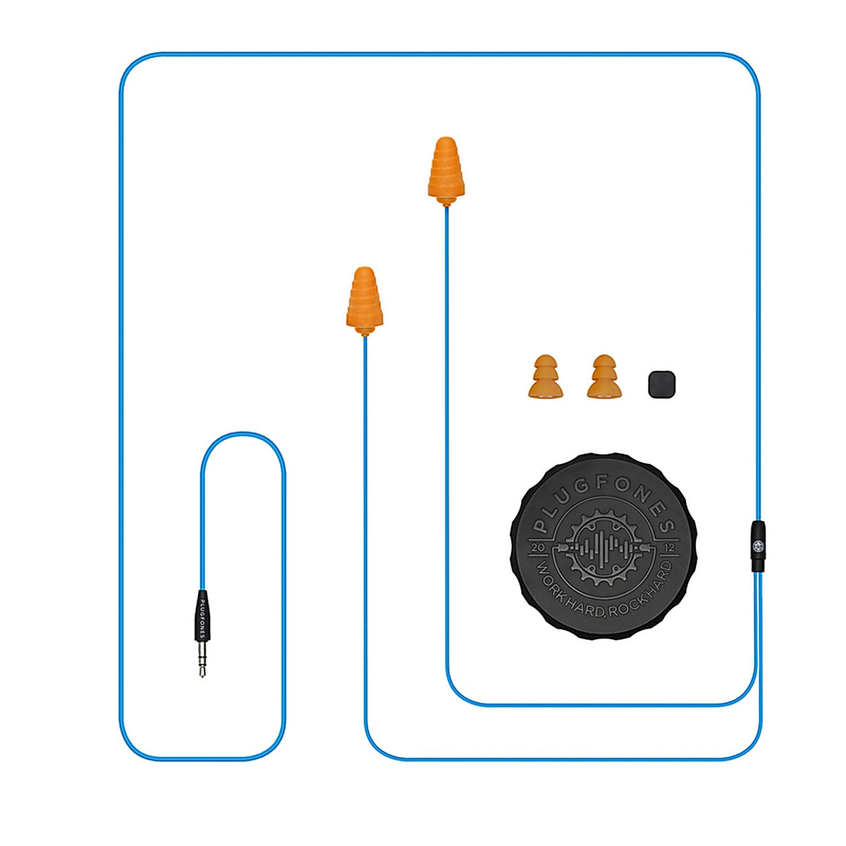 Plugfones - PG-UO - Guardian 29 Db Nylon/Silicone/Soft Foam 3.5 MM Jack Earplugs/Earphones Blue/Orange 1 Pair