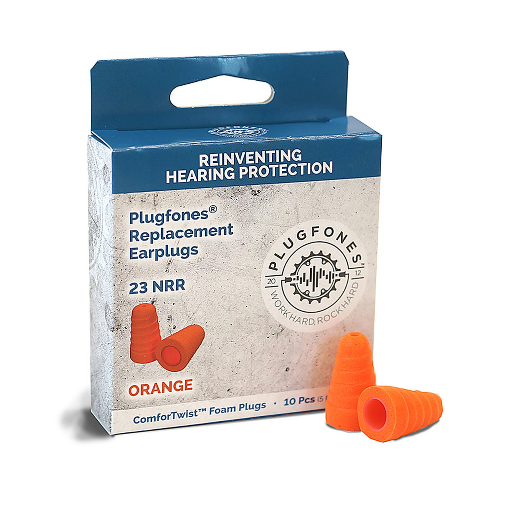 Plugfones - PRP-FO10 - Comfortwist 29 Db Soft Foam Replacement Tip Replacement Ear Plugs Orange 5 Pair
