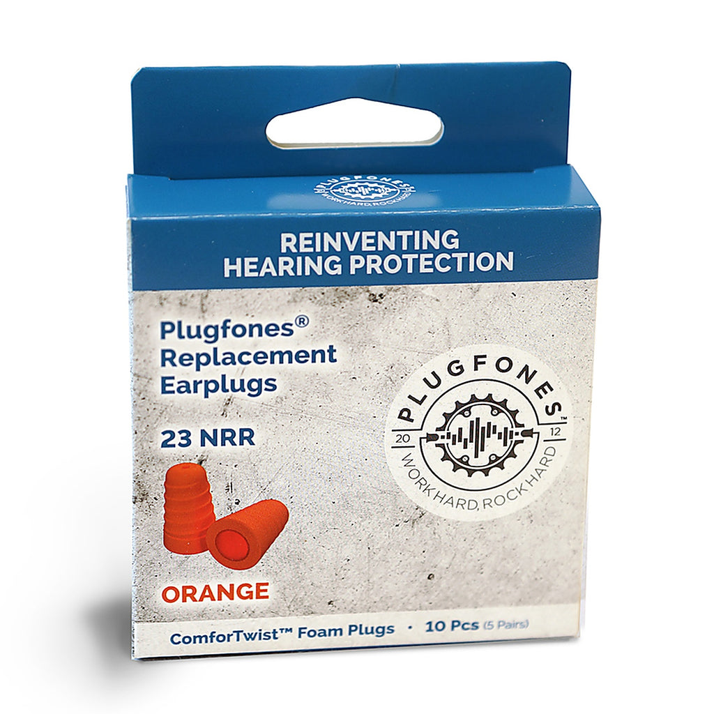 Plugfones - PRP-FO10 - Comfortwist 29 Db Soft Foam Replacement Tip Replacement Ear Plugs Orange 5 Pair
