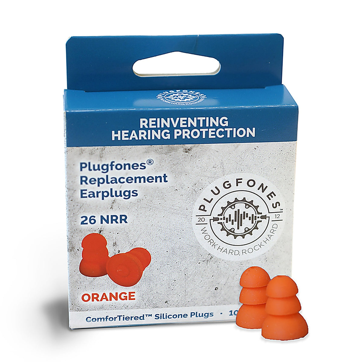 Plugfones - PRP-SO10 - Comfortiered 27 Db Silicone Replacement Tip Replacement Ear Plugs Orange 5 Pair