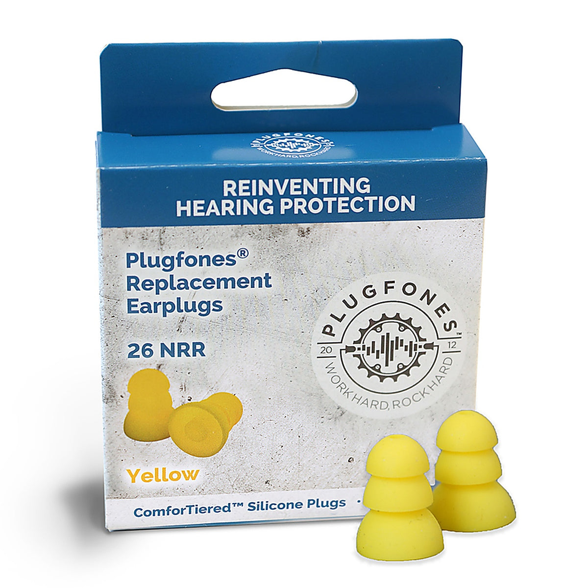 Plugfones - PRP-SY10 - Comfortiered 27 Db Silicone Replacement Tip Replacement Ear Plugs Yellow 5 Pair