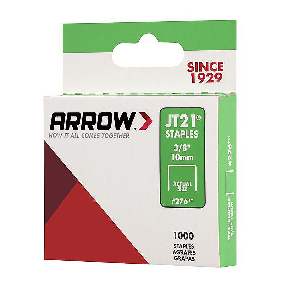 Arrow Fastener 276 JT21 7/16 in. W x 3/8 in. L 23 Ga. Wide Crown Light Duty Staples 1000/Pack