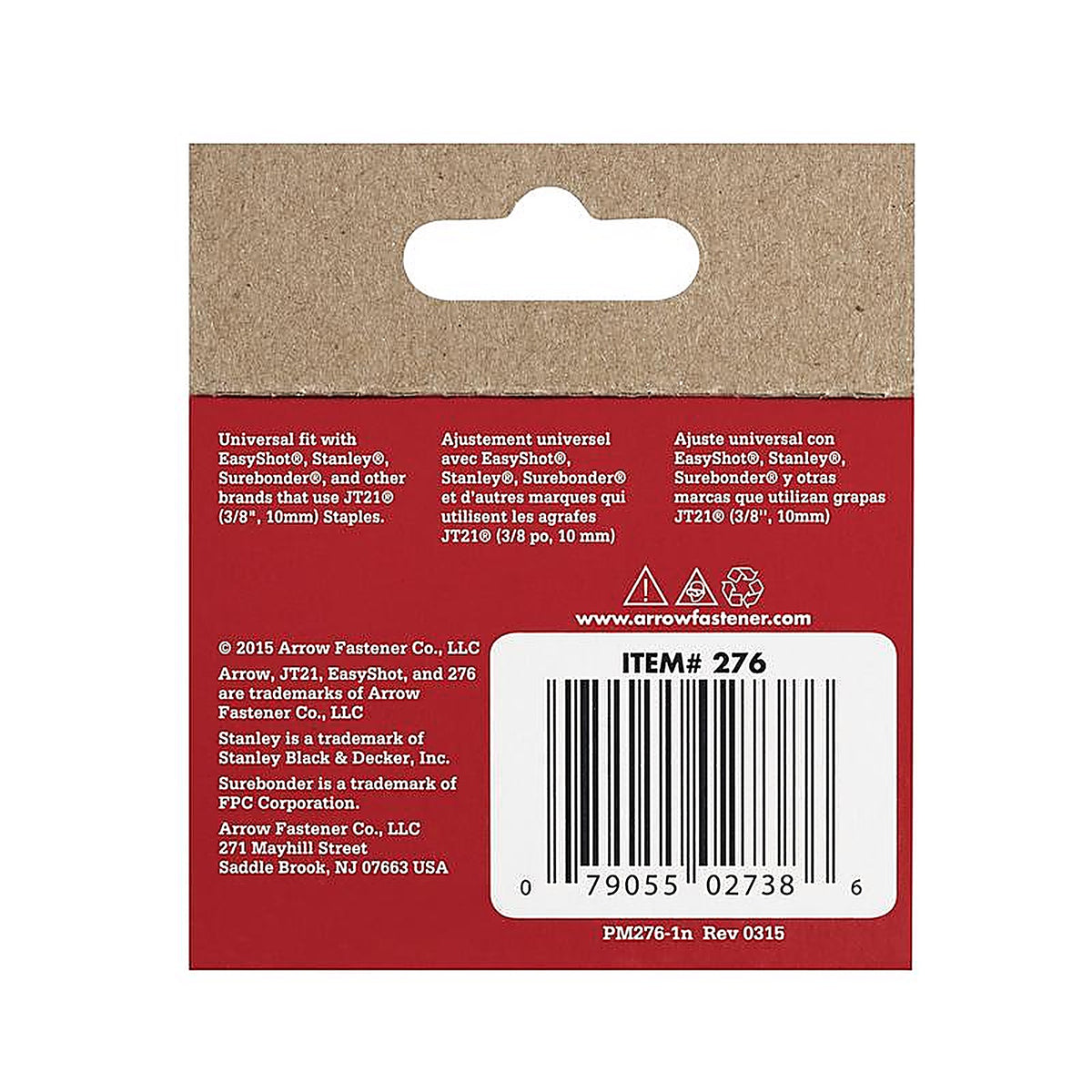 Arrow Fastener 276 JT21 7/16 in. W x 3/8 in. L 23 Ga. Wide Crown Light Duty Staples 1000/Pack