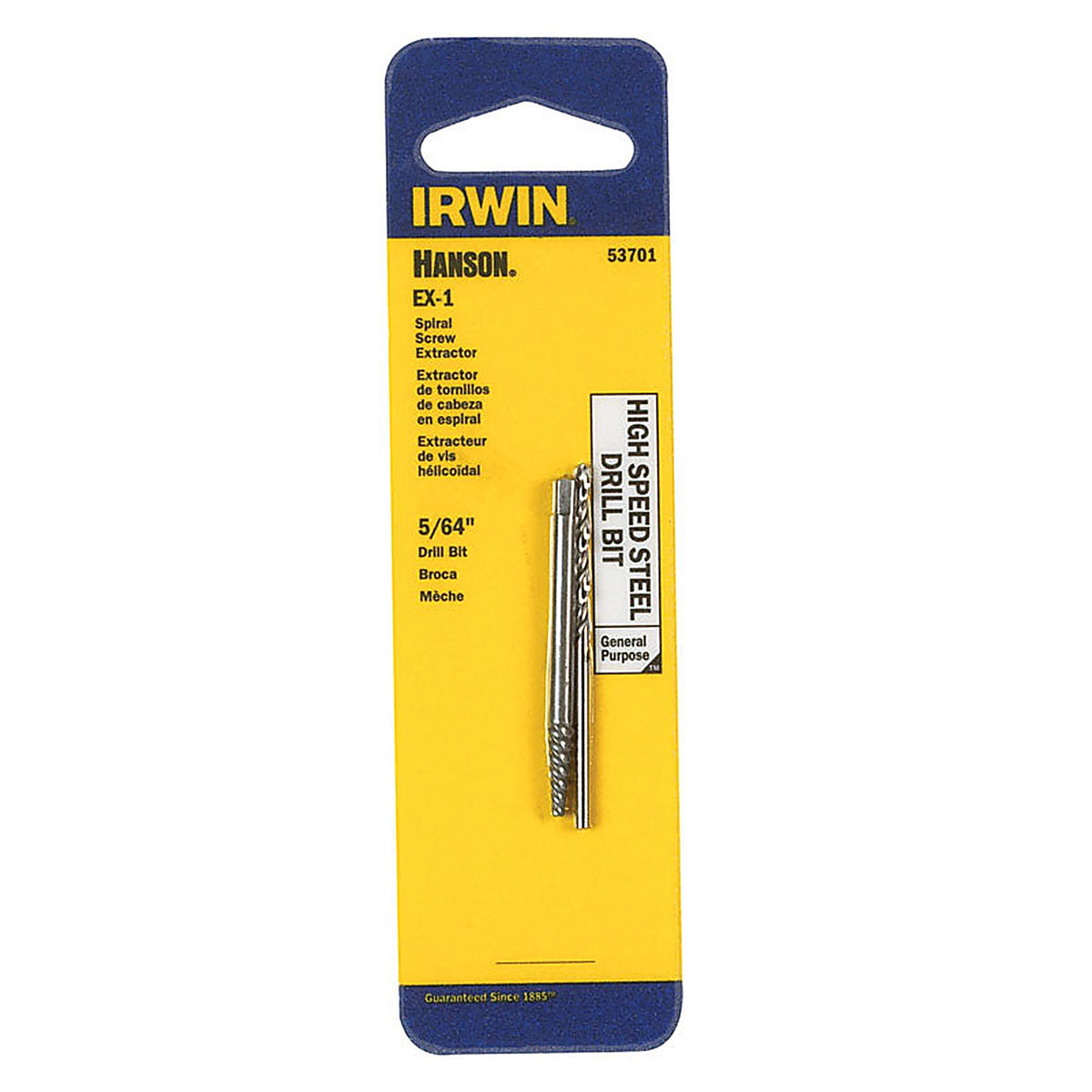 Irwin 53701 Hanson 5/64 in. x 5/64 in. Dia. High Speed Steel Drill Bit Extractor Set 5.4 in. 1/pc.