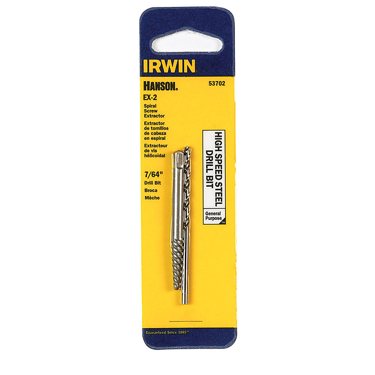 Irwin 53702 Hanson 7/64 in. x 7/64 in. Dia. High Speed Steel Drill Bit Extractor Set 5.4 in. 1/pc.
