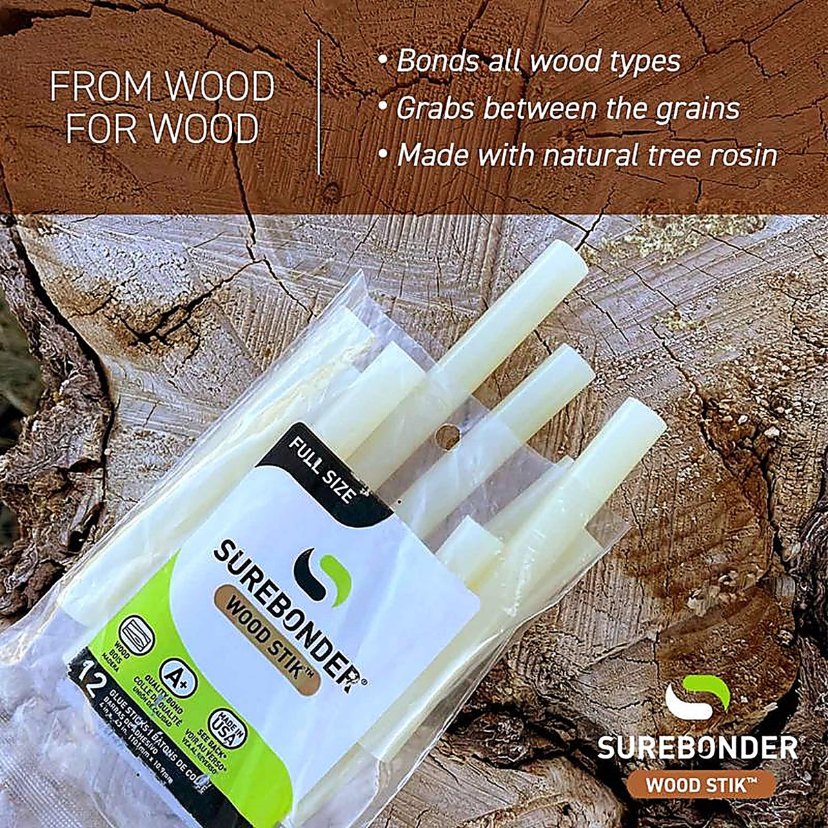 Surebonder - WS-12 - Wood Stik 0.44 In. D X 4 In. L Glue Sticks White 12 Pack