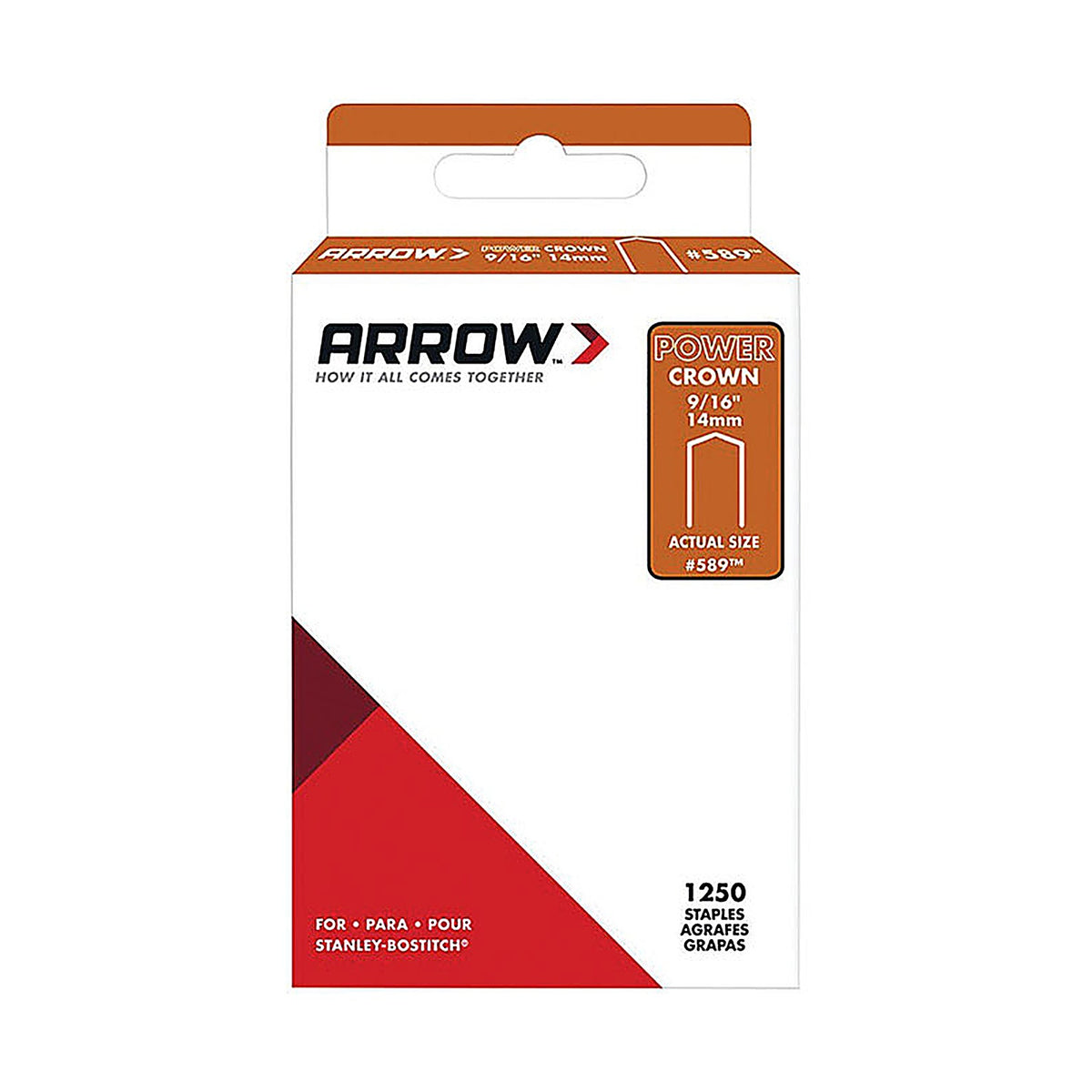 Arrow Fastener 589SP #589 3/8 in. W x 9/16 in. L 18 Ga. Power Crown Standard Staples 1250/Pack