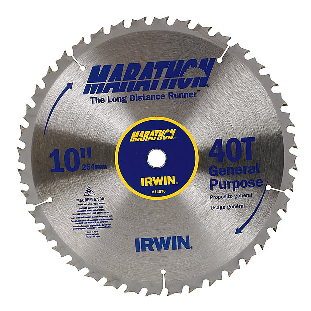 Irwin 14070 Marathon 10 in. Dia. x 5/8 in. Carbide Miter and Table Saw Blade 40 teeth 1/Pack