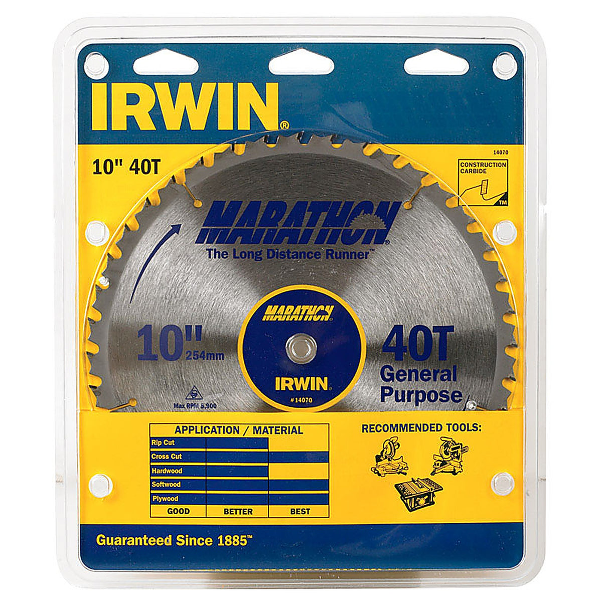 Irwin 14070 Marathon 10 in. Dia. x 5/8 in. Carbide Miter and Table Saw Blade 40 teeth 1/Pack
