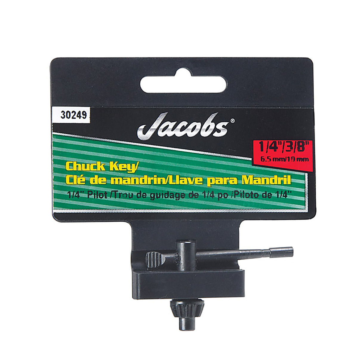 Jacobs 30249 1/4 to 3/8 in. X 1/4 in. KG1 Chuck Key T-Handle Steel 1 pc