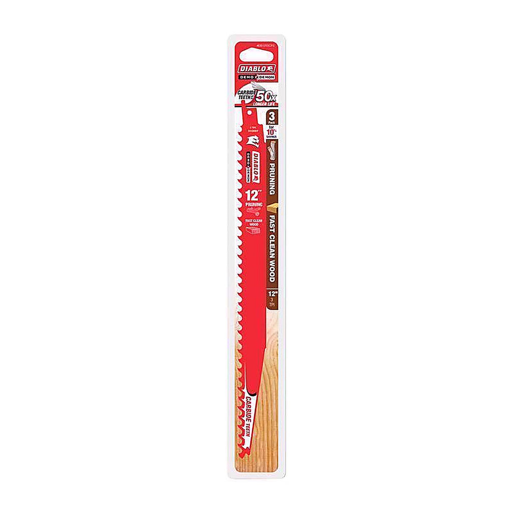 Diablo - DS1203CP3 - Demo Demon 12 In. Carbide Tipped Pruning & Clean Wood Reciprocating Saw Blade 3 TPI 3 Pack