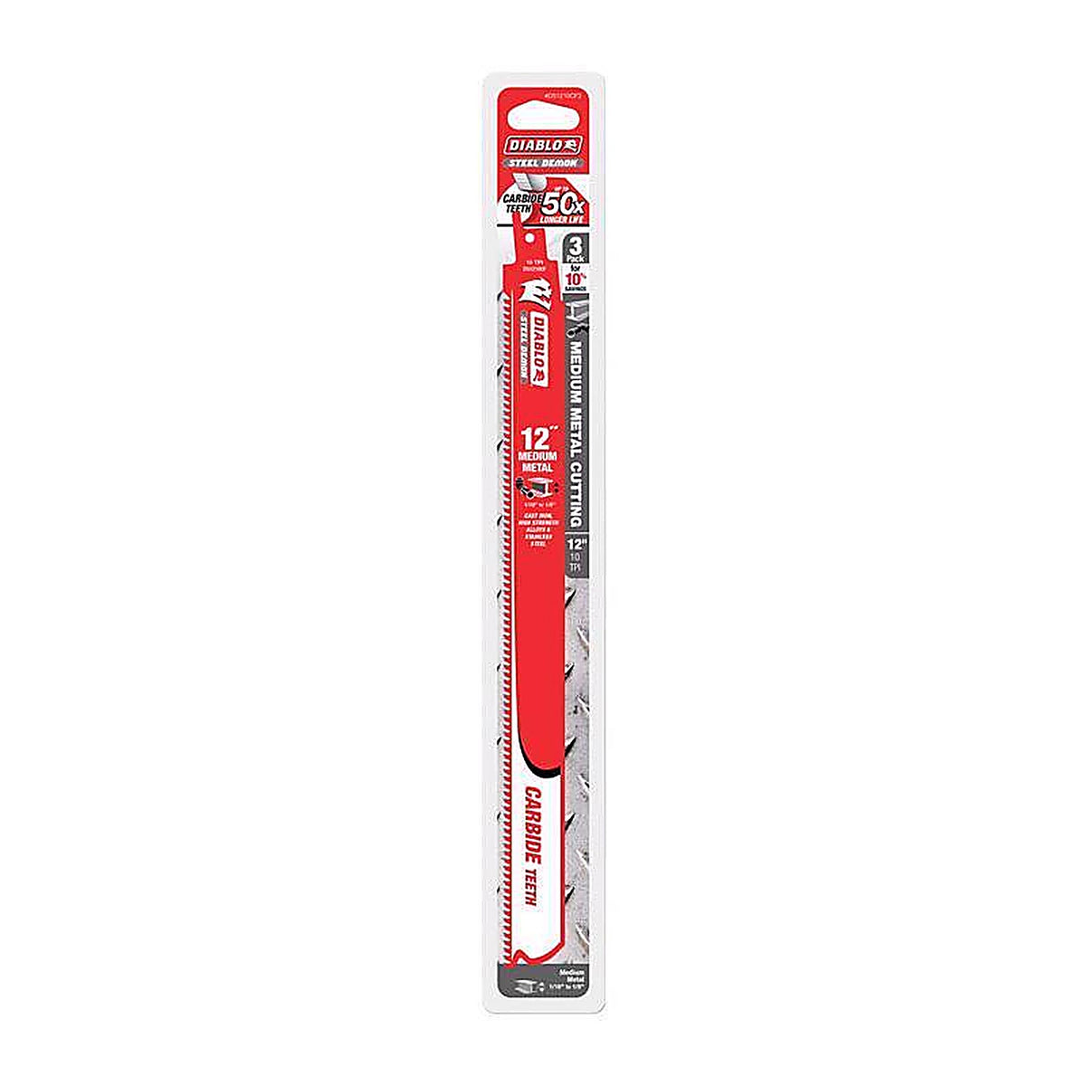 Diablo - DS1210CF3 - Steel Demon 12 In. Carbide Tipped Reciprocating Saw Blade 10 TPI 3 Pack