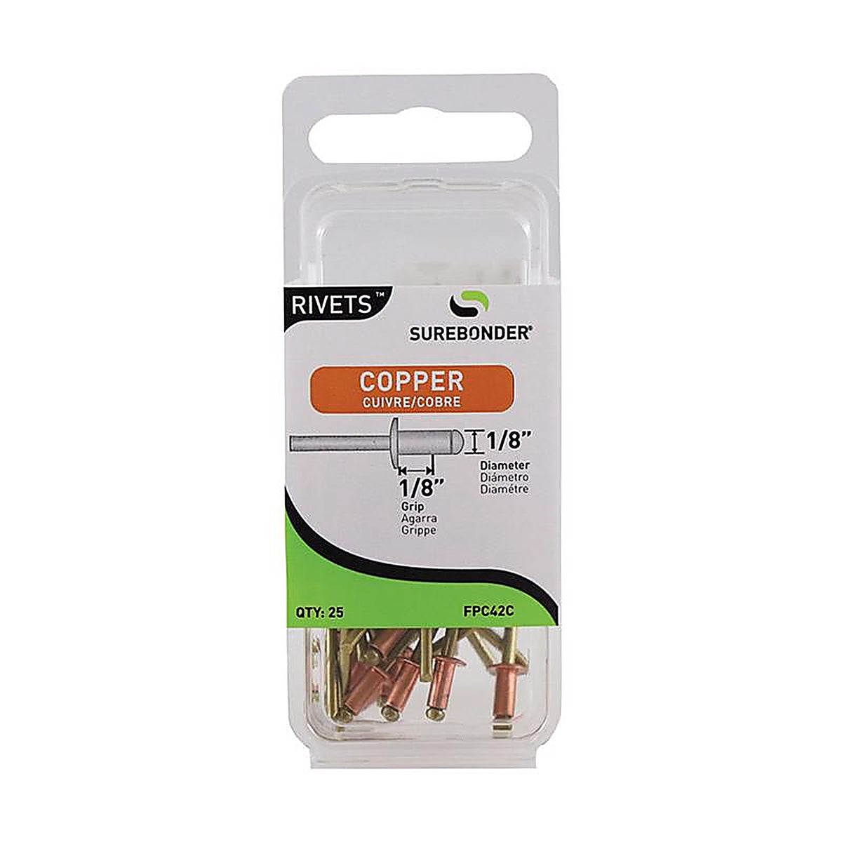Surebonder - FPC42C - Rivets 1/8 In. D X 1/8 In. Copper Short Rivets Yellow 25 Pack