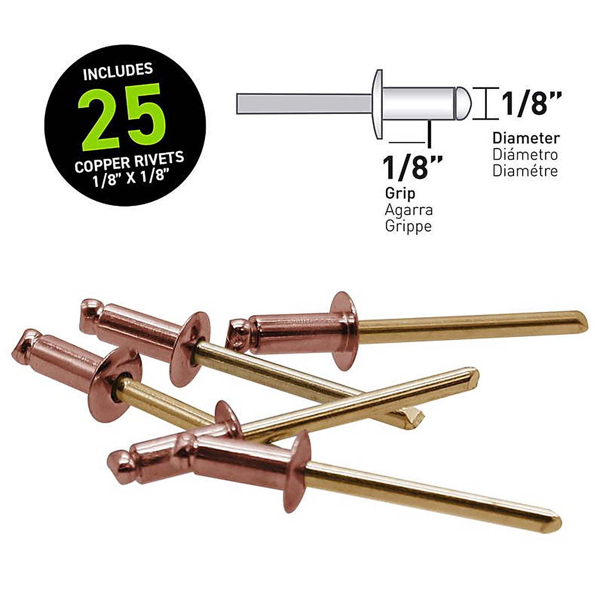 Surebonder - FPC42C - Rivets 1/8 In. D X 1/8 In. Copper Short Rivets Yellow 25 Pack