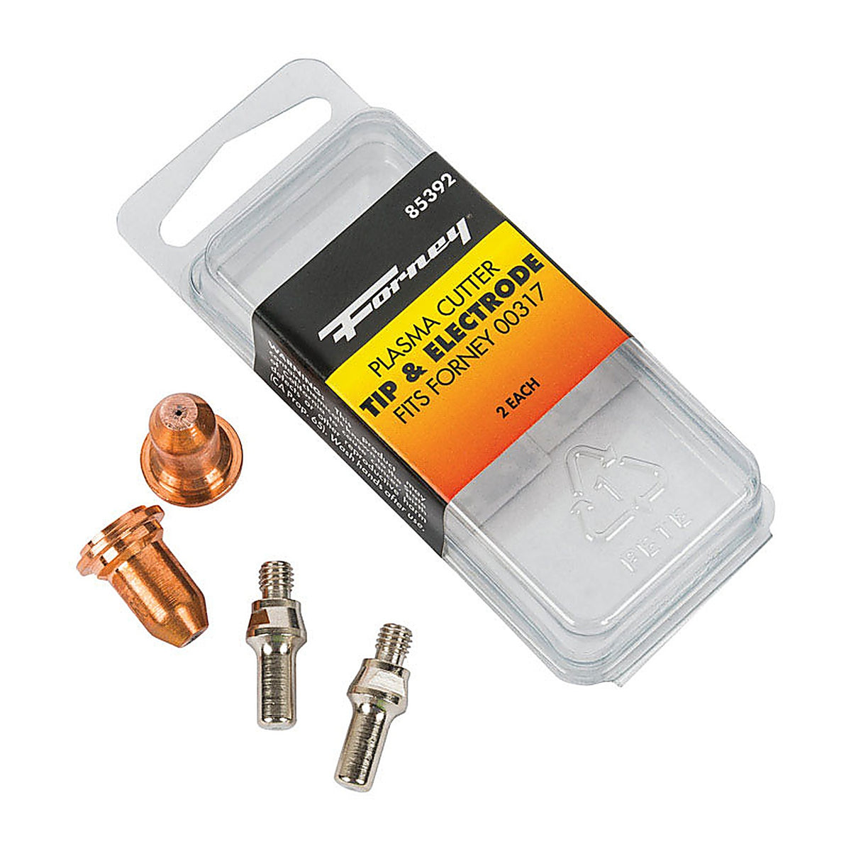 Forney - 85392 - 7.75 In. L X 2 In. W Plasma Cutter Tip and Electrode Set 4 Piece