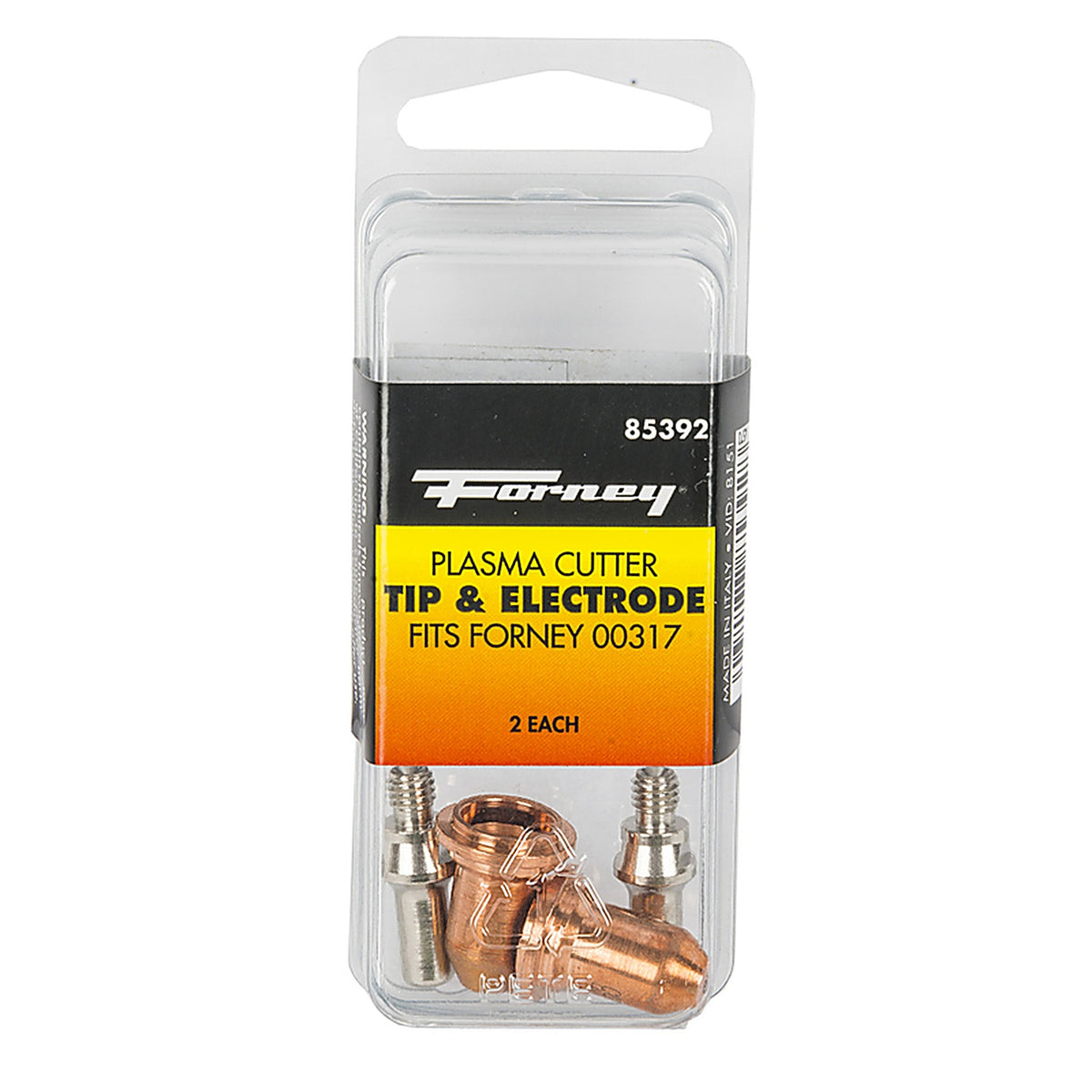 Forney - 85392 - 7.75 In. L X 2 In. W Plasma Cutter Tip and Electrode Set 4 Piece