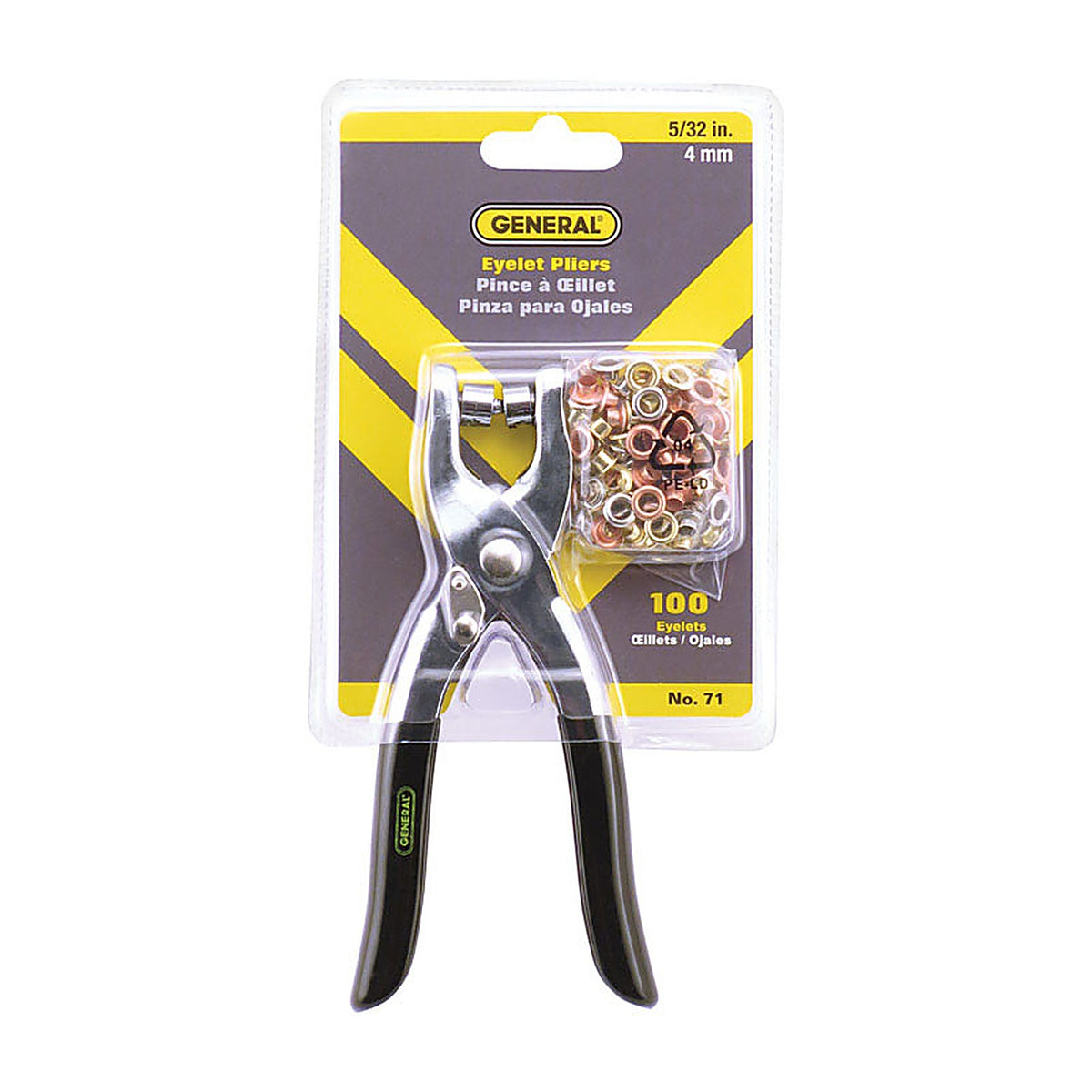 General Tools 71 101/pc. Steel Eyelet Pliers and Eyelets Set 5-3/4 in. L Black