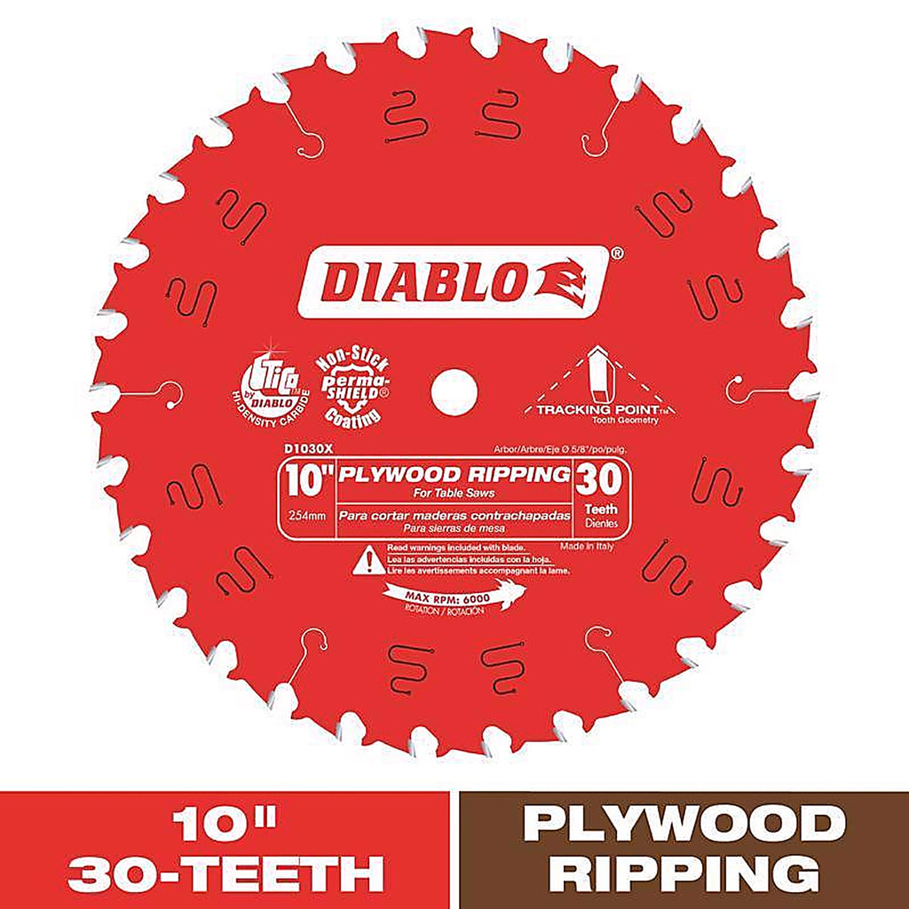 Diablo D1030X 10 in. D X 5/8 in. S Plywood Ripping TiCo Hi-Density Carbide Saw Blade 30 teeth 1 pc