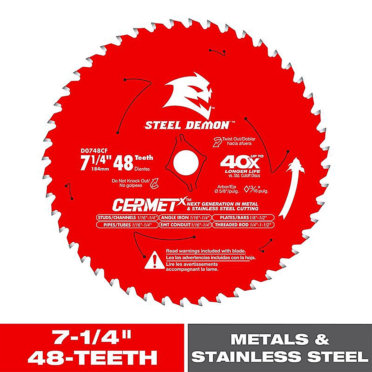 Diablo D0748CFA Steel Demon 7-1/4 in. D X 5/8 in. S TiCo Hi-Density Carbide Metal Saw Blade 48 teeth 1 pk