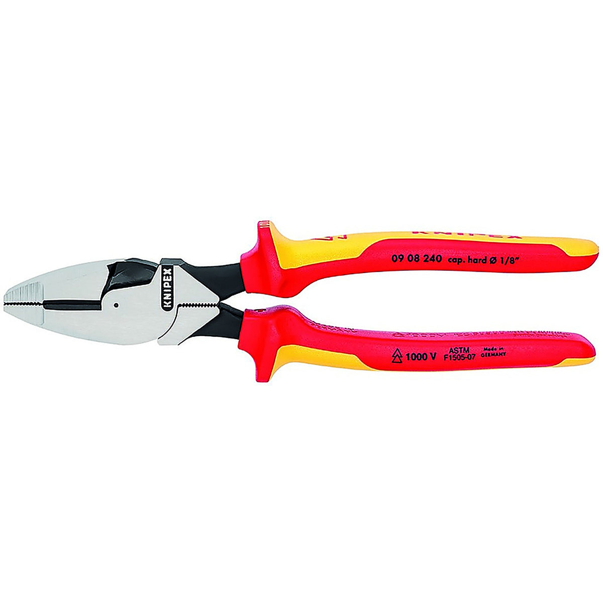 Knipex - 09 08 240 SBA - 9-1/2 In. Steel High Leverage Insulated Linemans Pliers