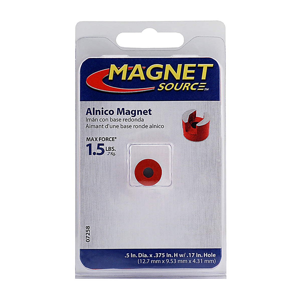 Master Magnetics 7258 .375 Dia. in. Alnico Work Holding Magnet 1.5 lb. pull 5.5 MGOe Red 1/pc.