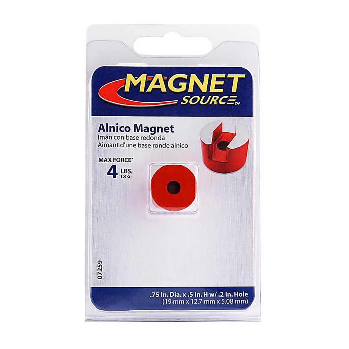 Master Magnetics 7259 .5 Dia. in. Alnico Work Holding Magnet 4 lb. pull 5.5 MGOe Red 1/pc.