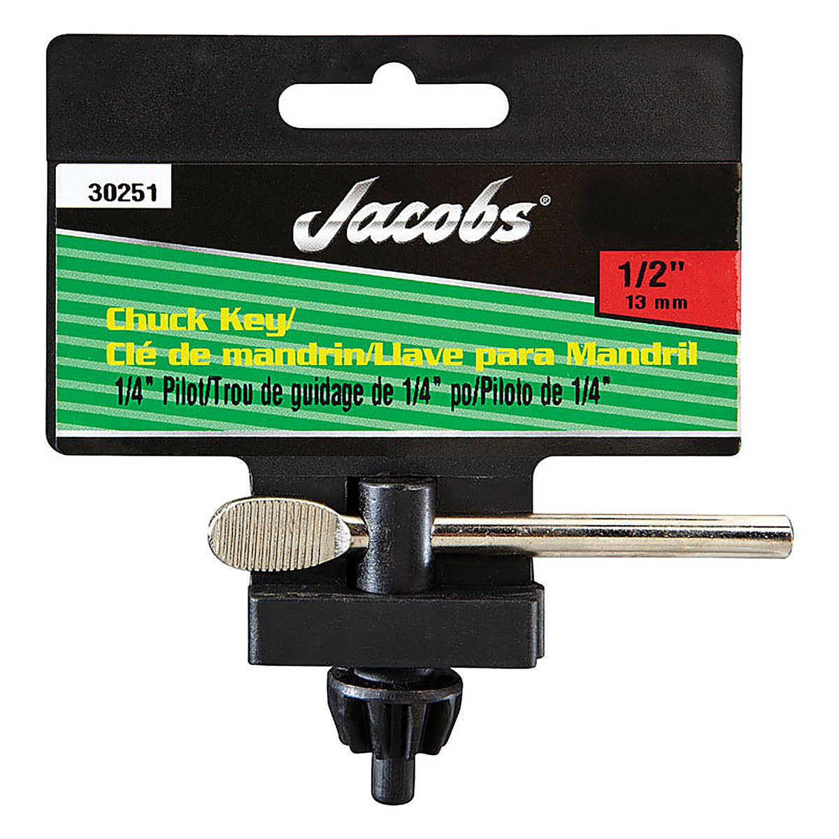 Jacobs 30251 1/2 in. S X 1/4 in. S K32 Chuck Key T-Handle Steel 1 pc