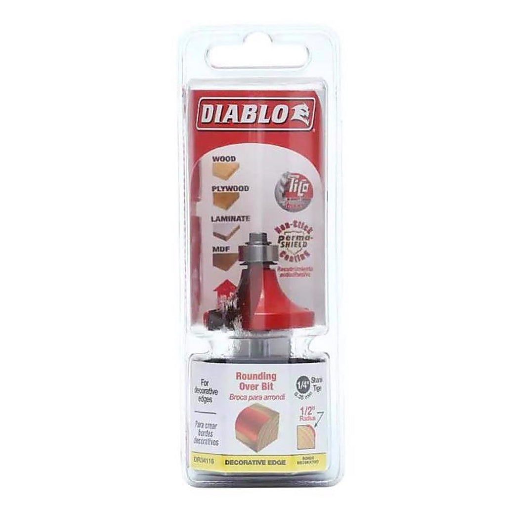 Diablo DR34116 1-1/2 in. D X 1/2 in. R X 2-1/2 in. L Carbide Round Over Bit