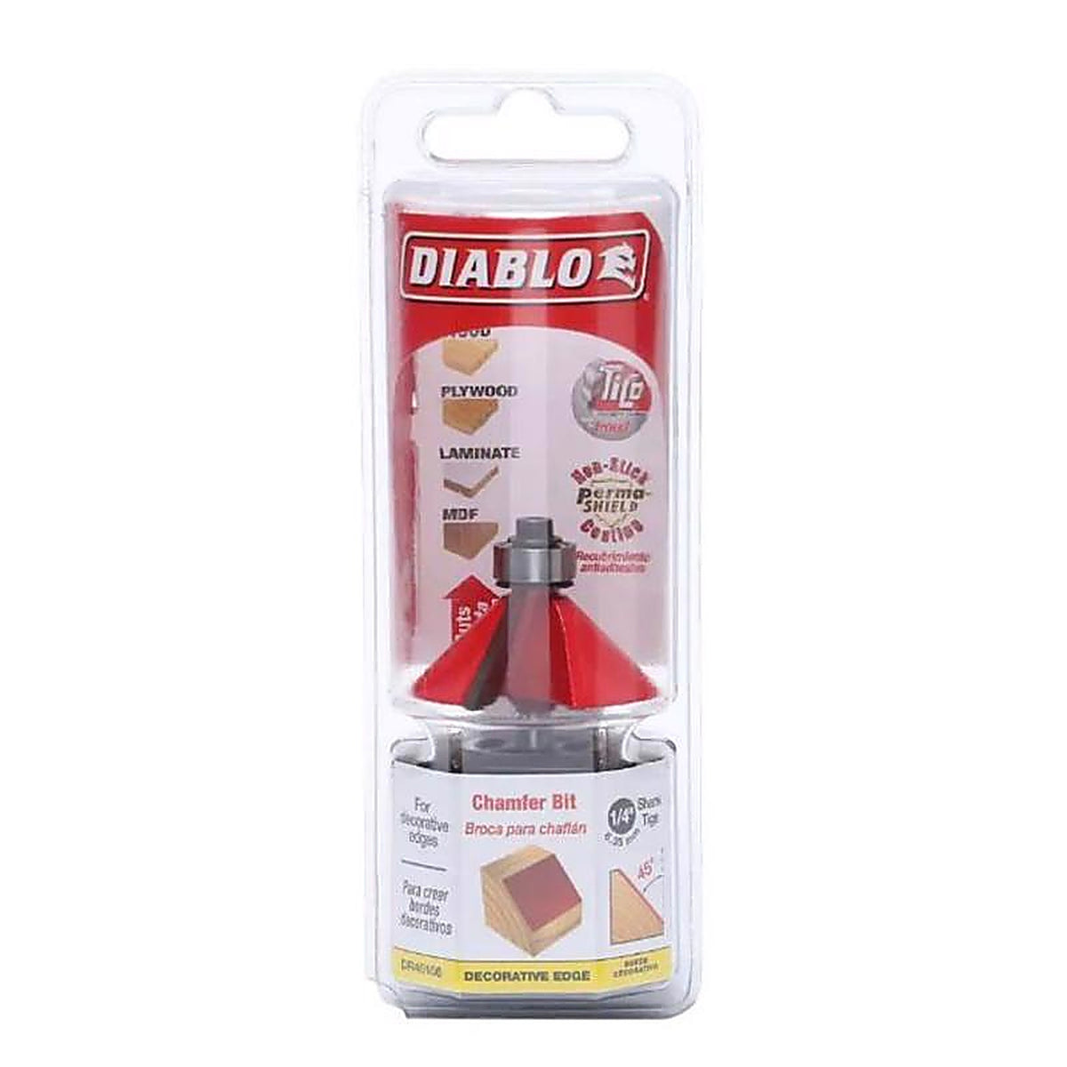Diablo DR40106 1-3/4 in. D X 2-3/16 in. L Carbide Chamfer Router Bit
