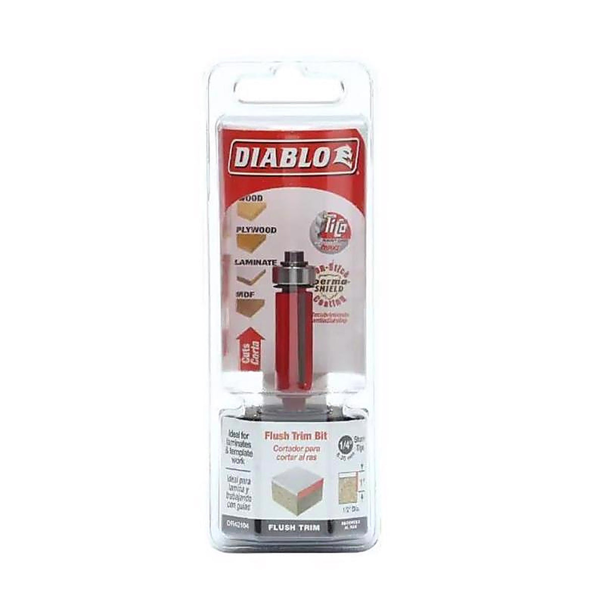 Diablo DR42104 1/2 in. D X 2-13/16 in. L Carbide Bearing Flush Trim Bit