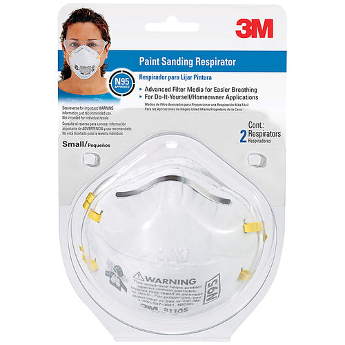 3M 8110SP2-DC N95 Paint Sanding Disposable Particulate Respirator White S 2 pk