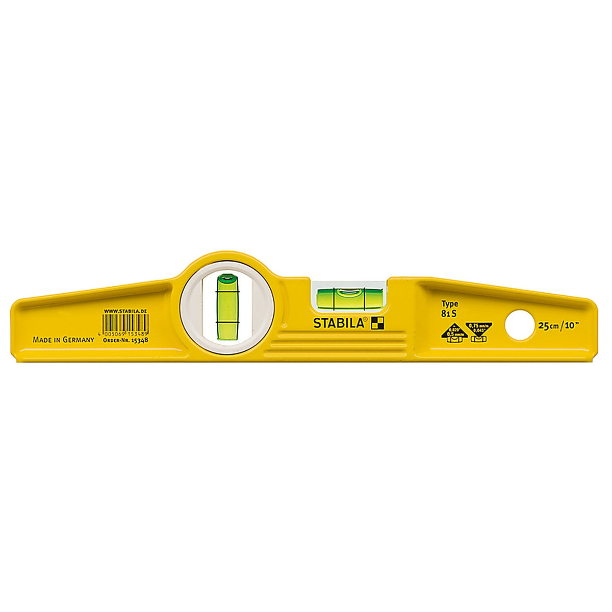 Stabila - 25010 - 10 In. Aluminum Type 81 S Torpedo Level 2 Vial