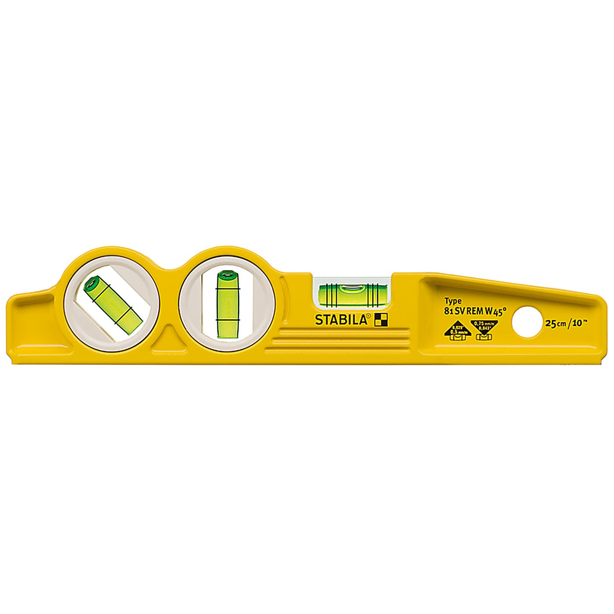 Stabila - 25245 - 10 In. Aluminum Magnetic Type 81 Smw45 Torpedo Level 3 Vial
