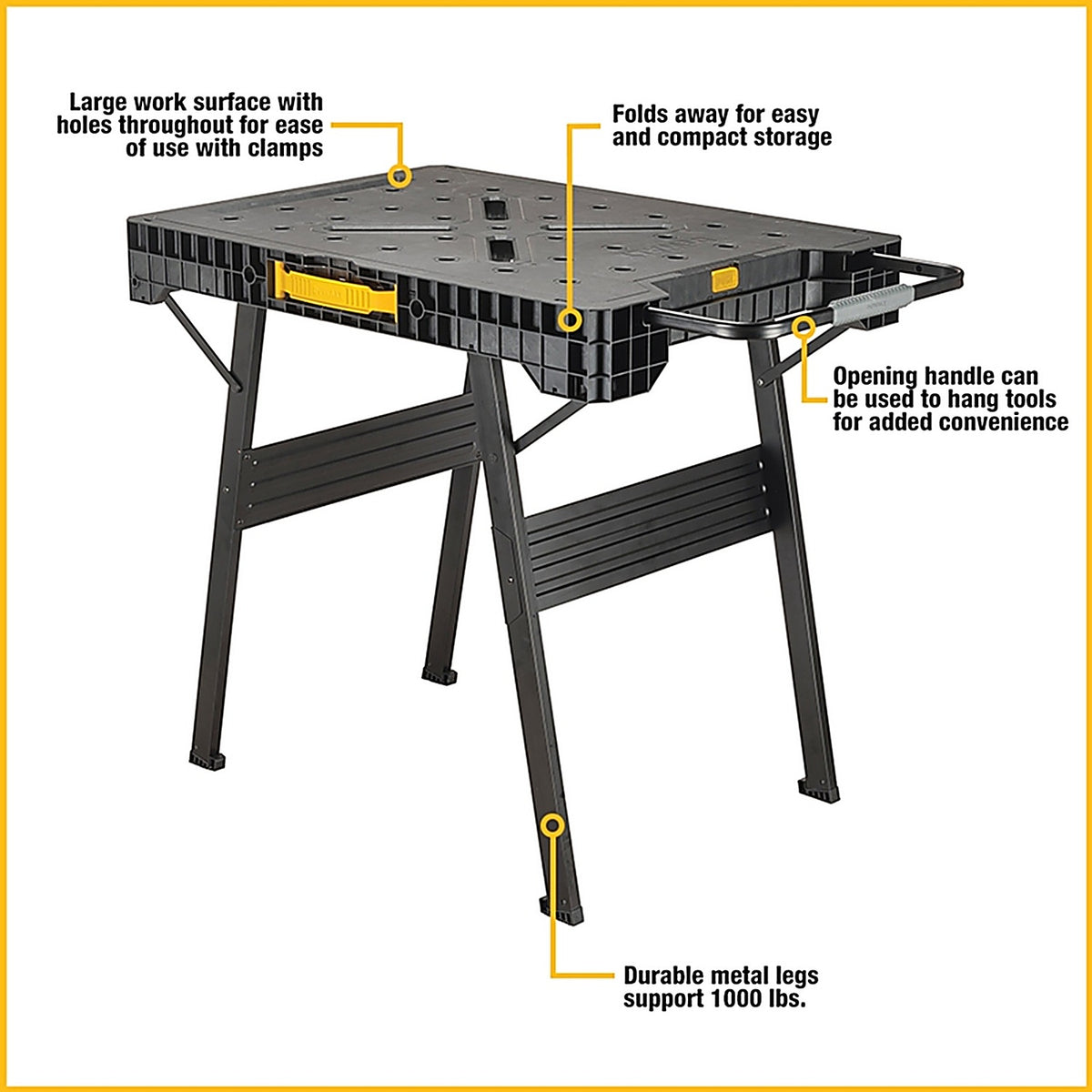 DeWalt DWST11556 33 in. L X 23 in. W X 31 in. H Folding Workbench 1000 lb. cap.