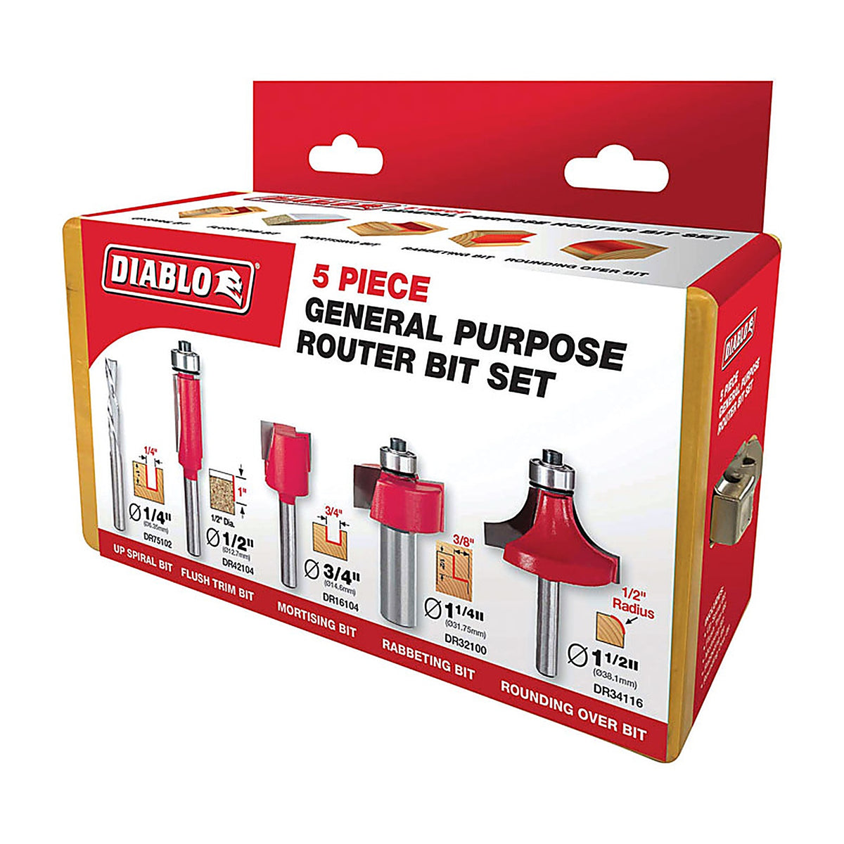 Diablo DR89100 General Purpose Router Bit Set 5 pc