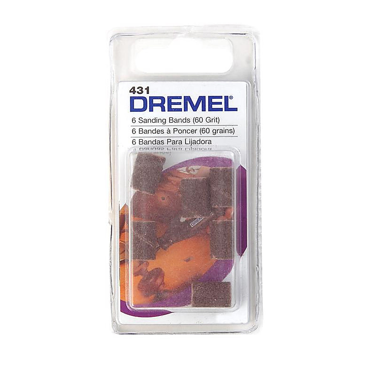 Dremel - 431 - 0.3 In. D X 1/4 In. L Emery Drum Sander Bands 60 Grit Coarse 6 Pack