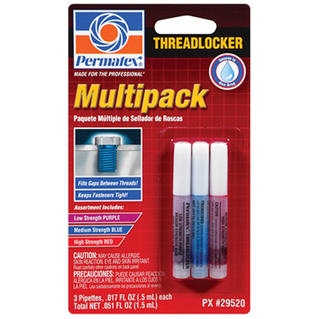Permatex 29520 Multipack Threadlocker Assortment, 3, 0.5ml pipettes