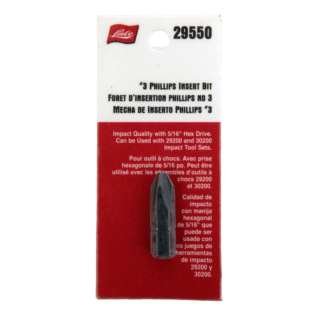 Lisle 29550 5/16in. Drive Insert Bits, #3 Phillips Bit