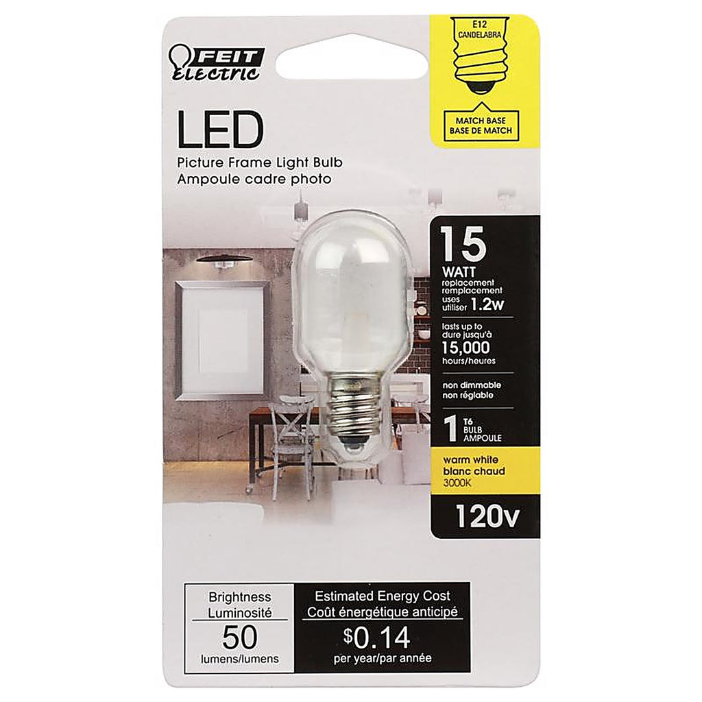 Feit Electric BPT6/SU/LED T6 E12 (Candelabra) LED Bulb Warm White 15 W 1 pk