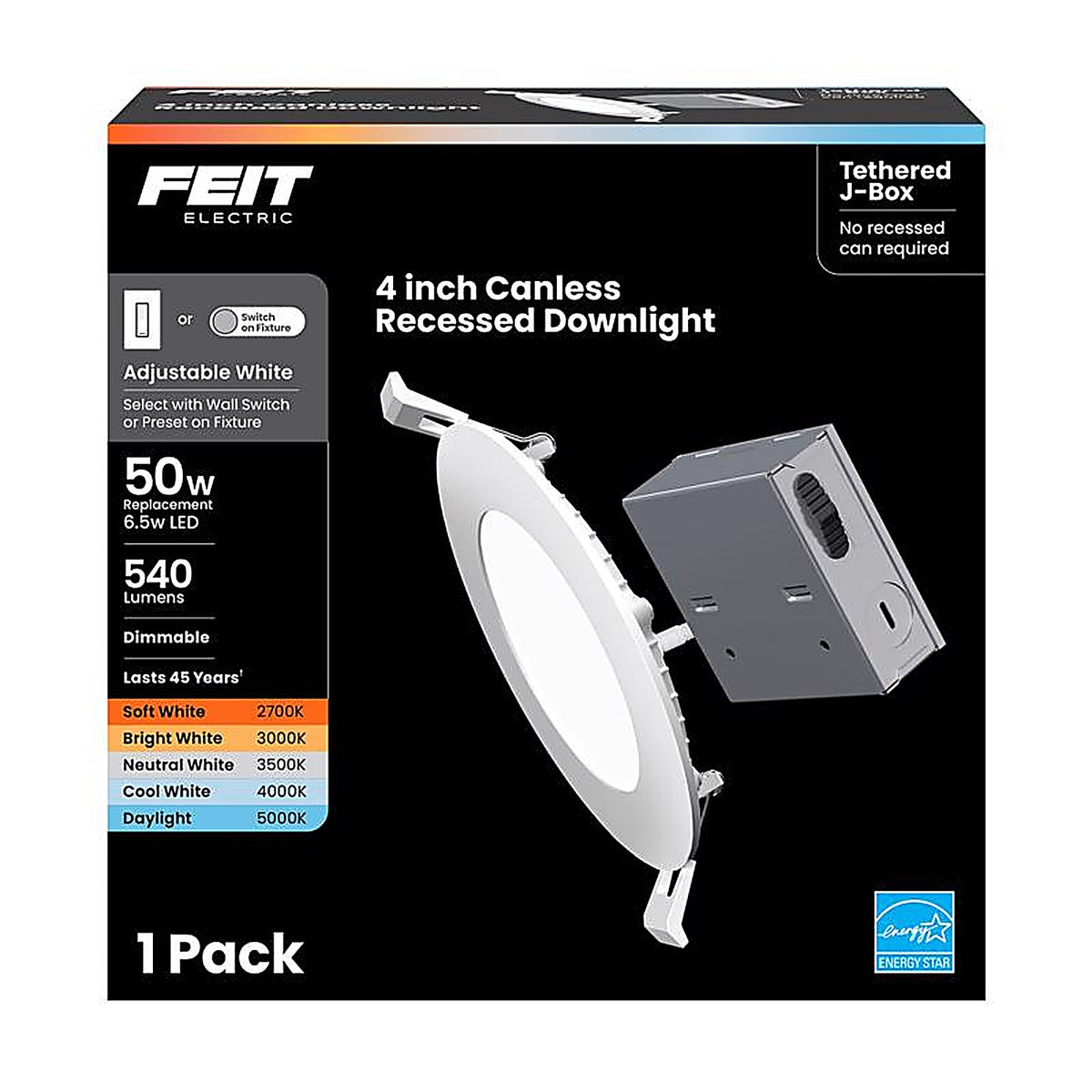 Feit Electric LEDR4XT/5CCT White 4 in. W LED Recessed Downlight 9 W
