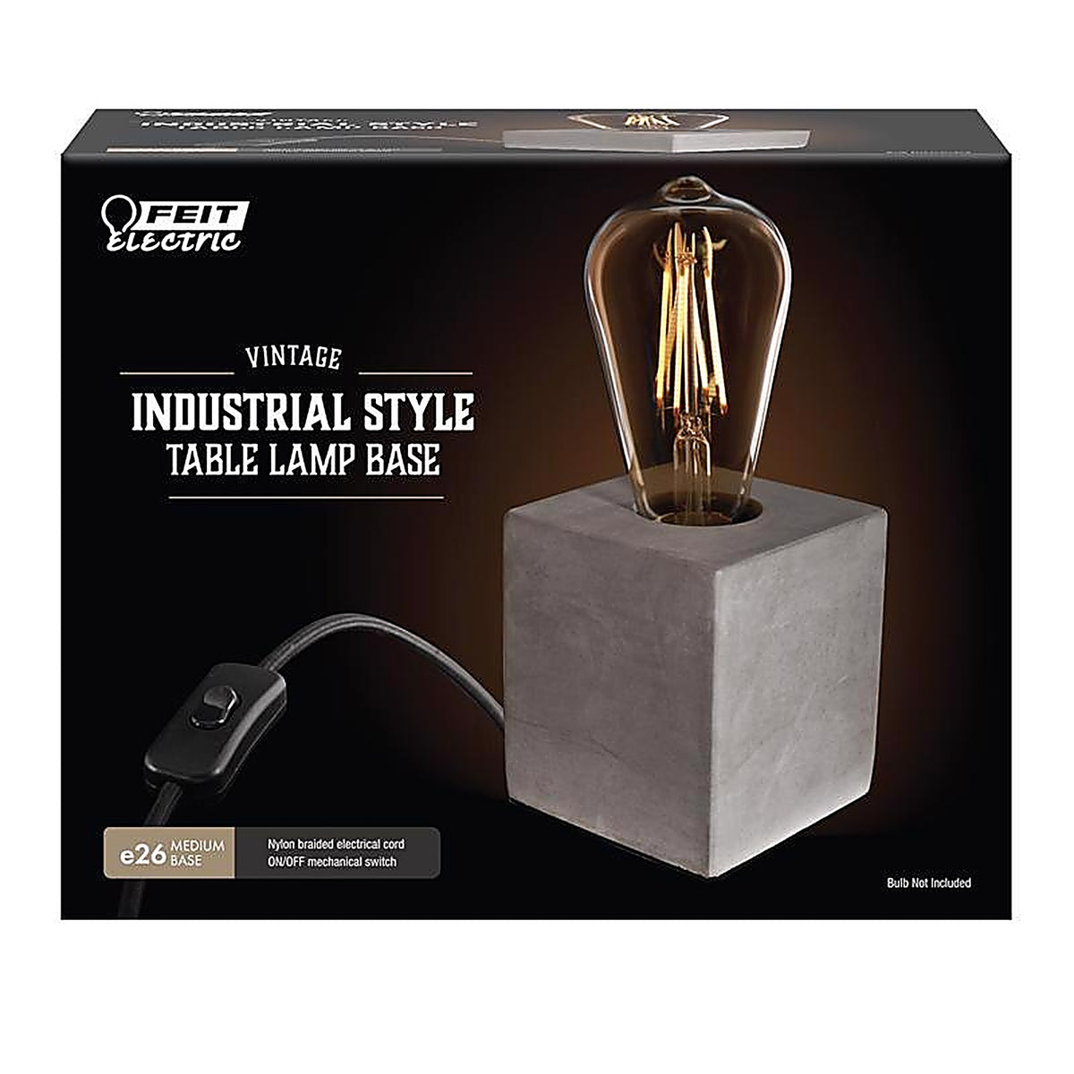 Feit Electric CUBE1 4 in. Concrete Beige/White Cube Lamp Base