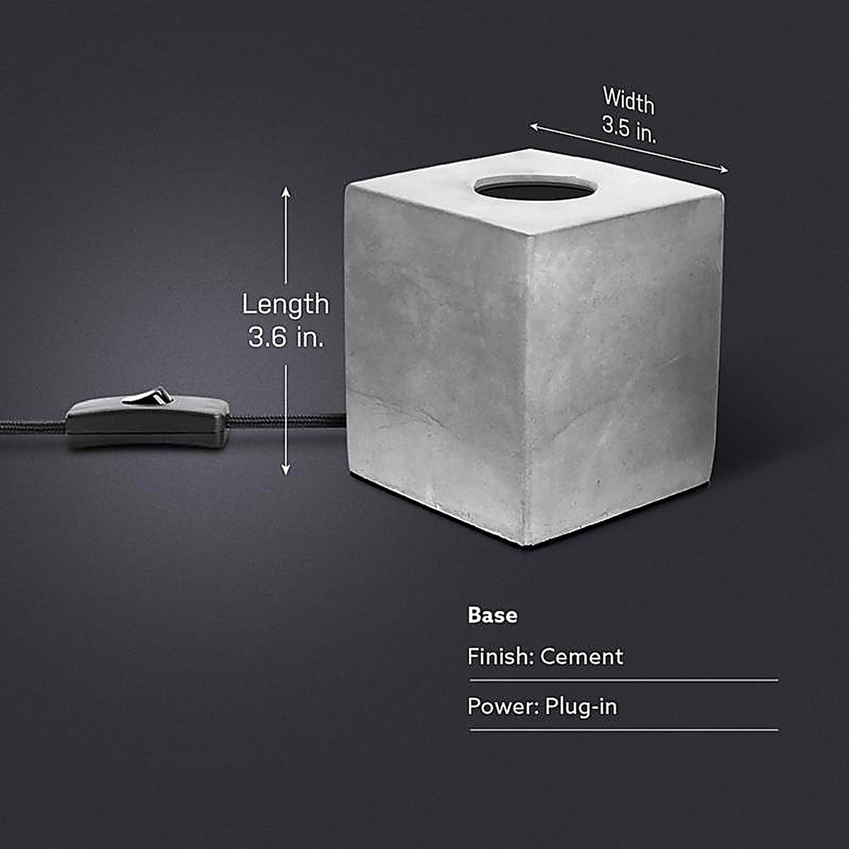 Feit Electric CUBE1 4 in. Concrete Beige/White Cube Lamp Base