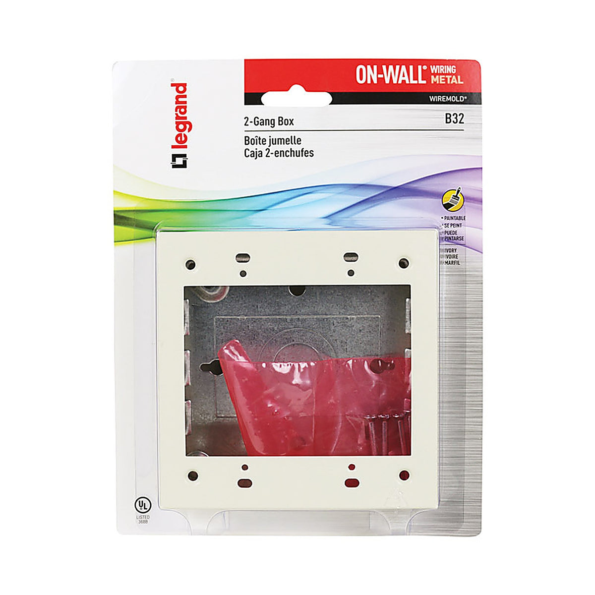 Legrand B-32 Wiremold 4-3/4 in. Square Metal 2 gang Outlet Box Ivory